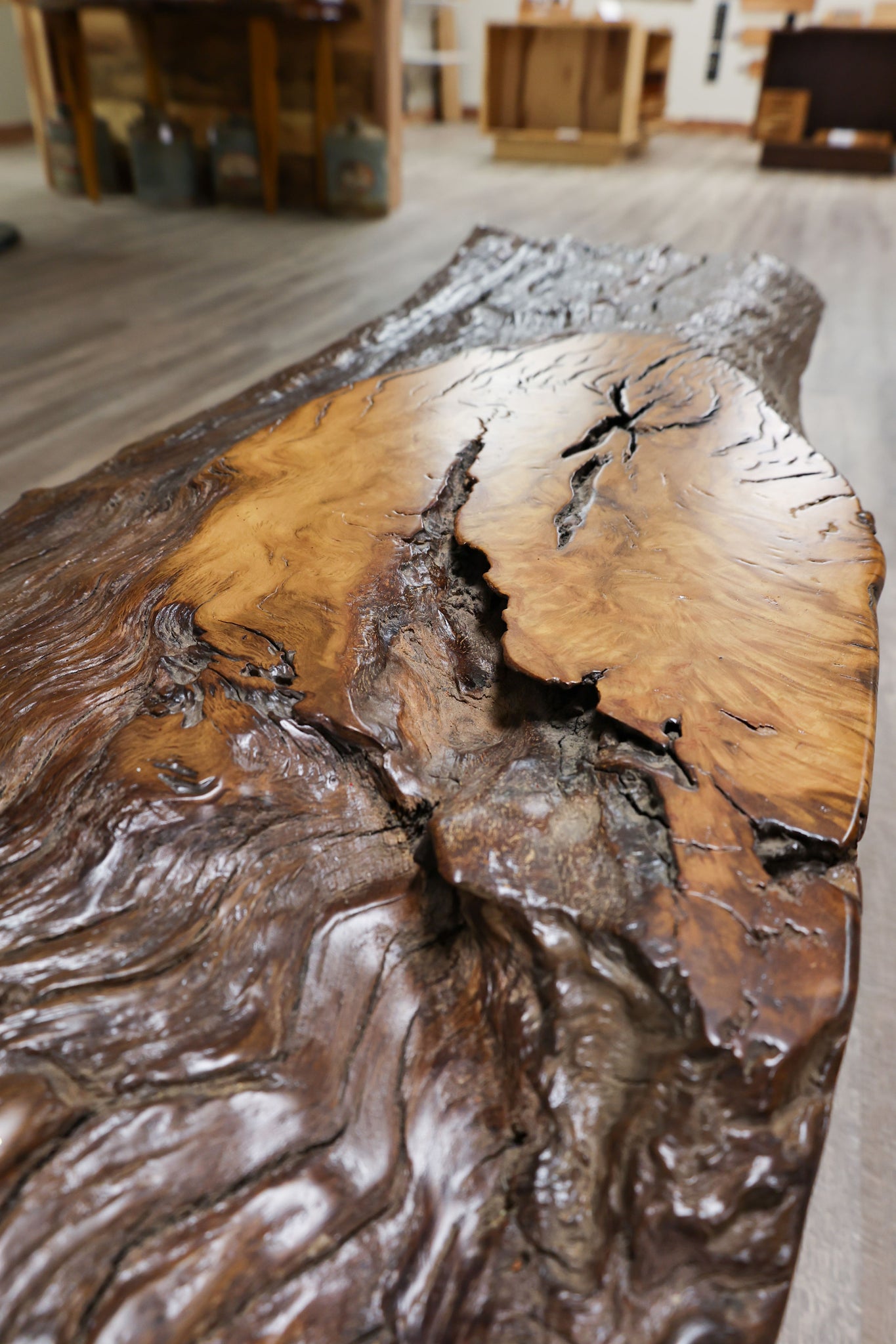 Live Edge Coffee Table with Bark Side - #76