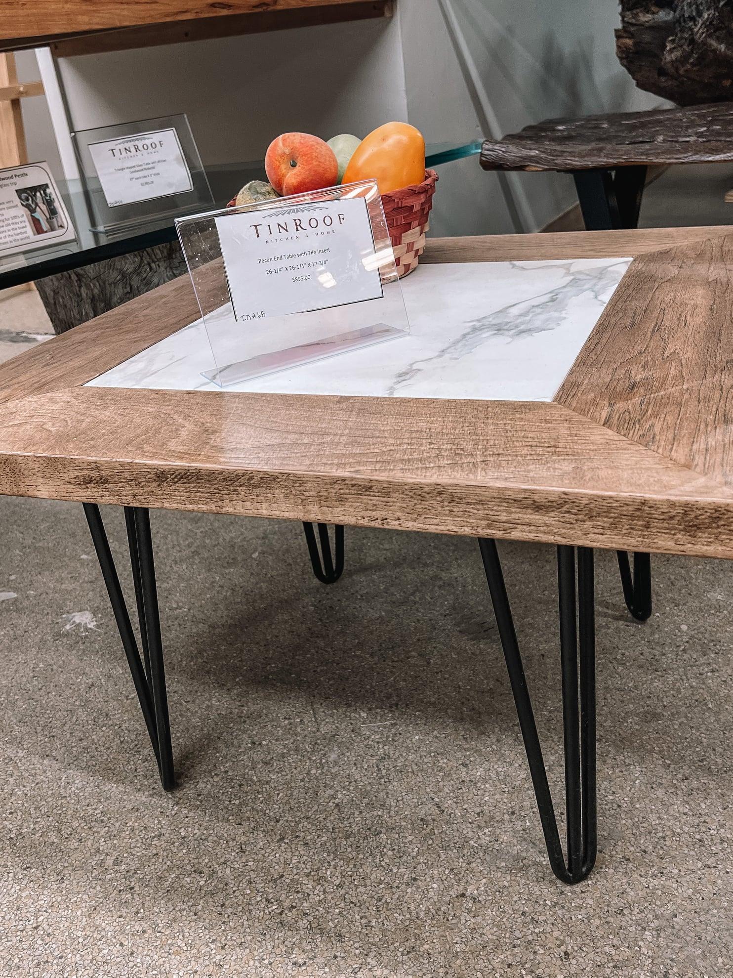 Pecan End Table with Tile Insert 68 Tin Roof Kitchen & Home