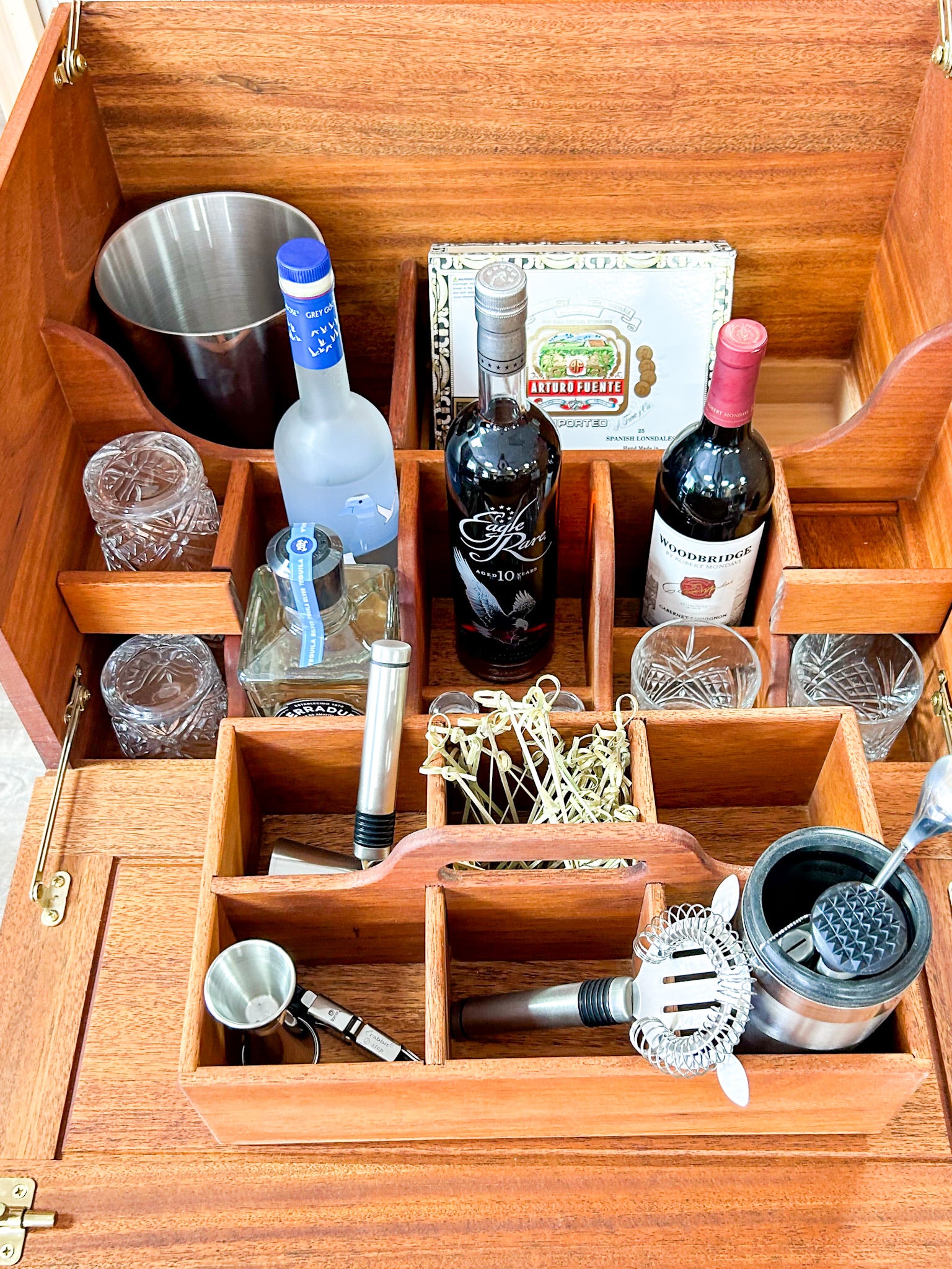 Portable African Mahogany Bar