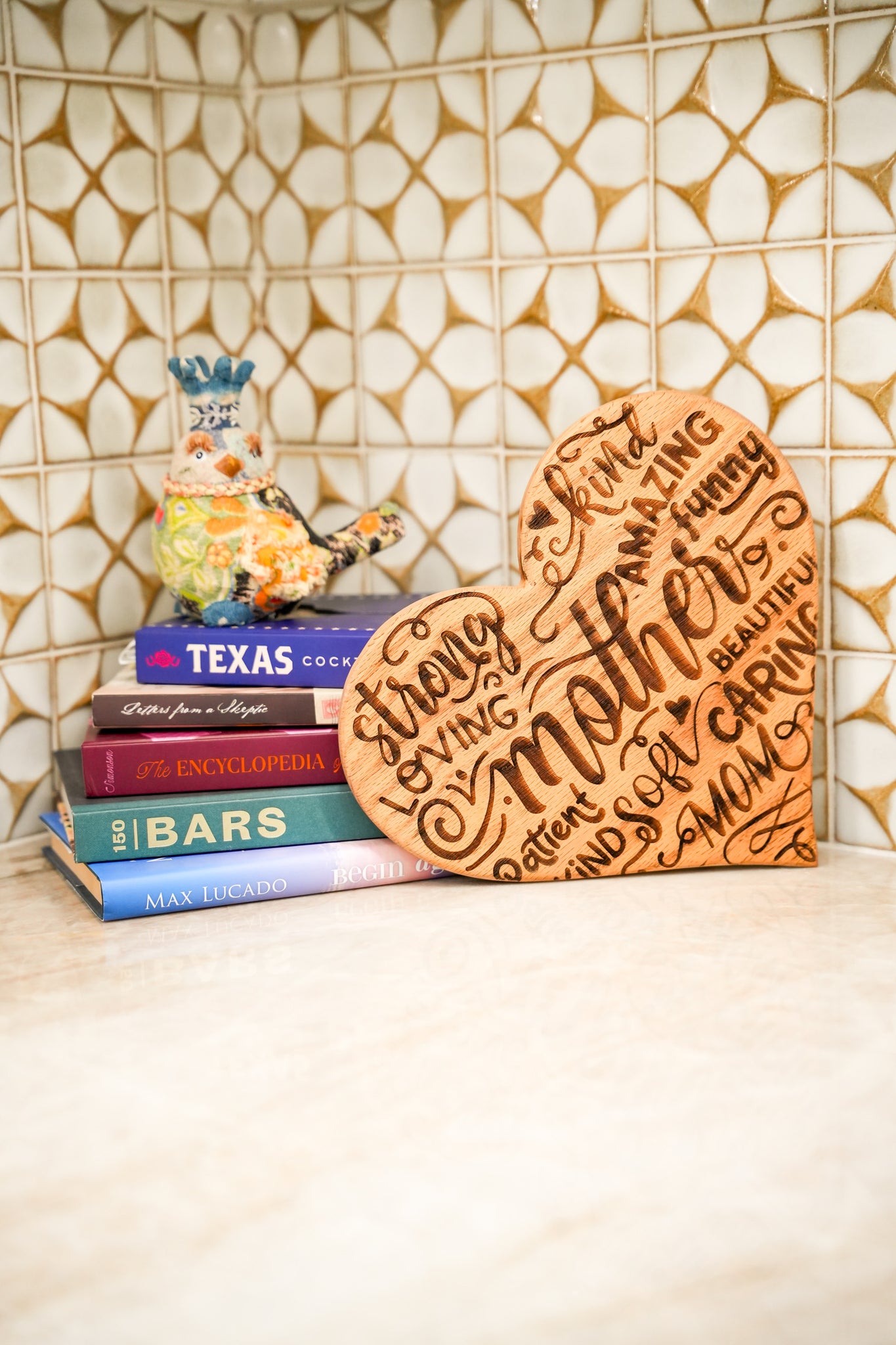 Mom Word Art Board | Heart