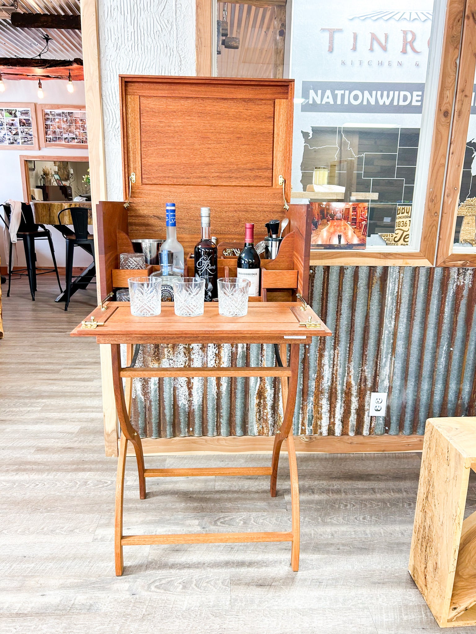 Portable African Mahogany Bar