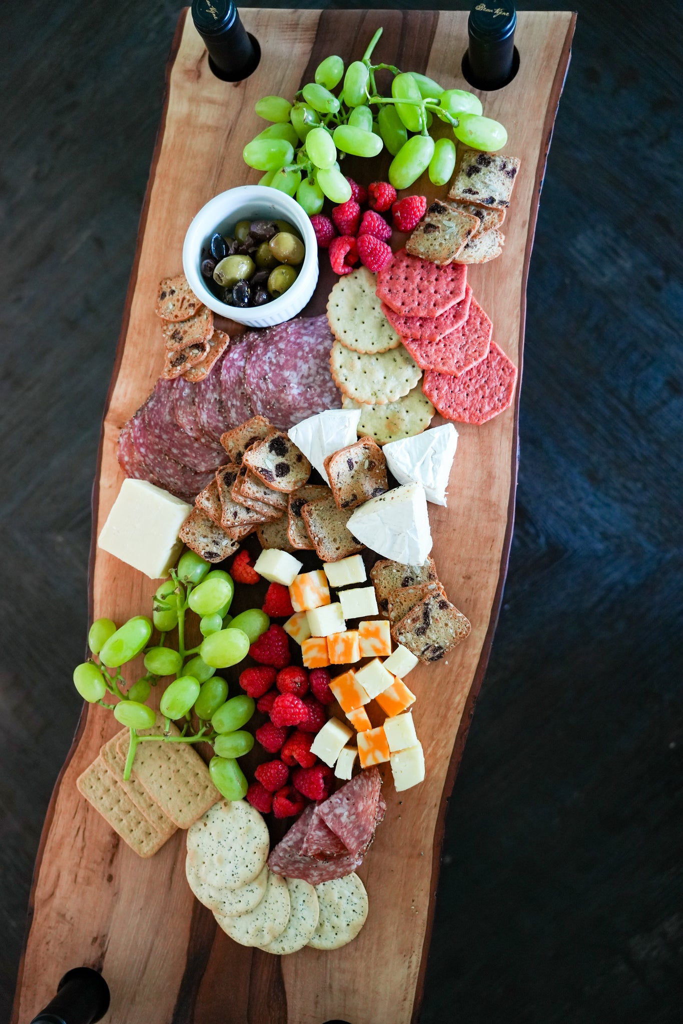 Pecan Wine Bottle Holder Charcuterie Board