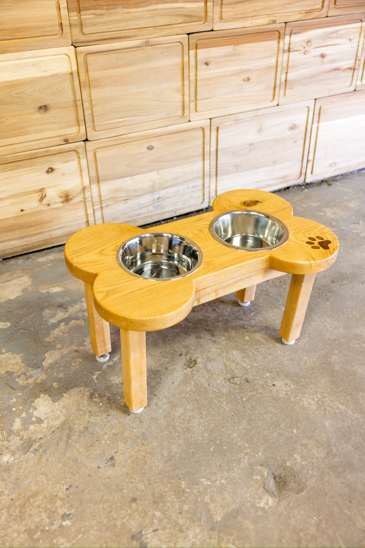 3 bowl elevated dog feeder with storage Slate Modern 3 Dog Bowl Elevated Stainless Steel Stand (Med - Large Dog 9"  H) Best, Luxury Dog Feeding Station 2 - 3 Dog, Multiple Dog