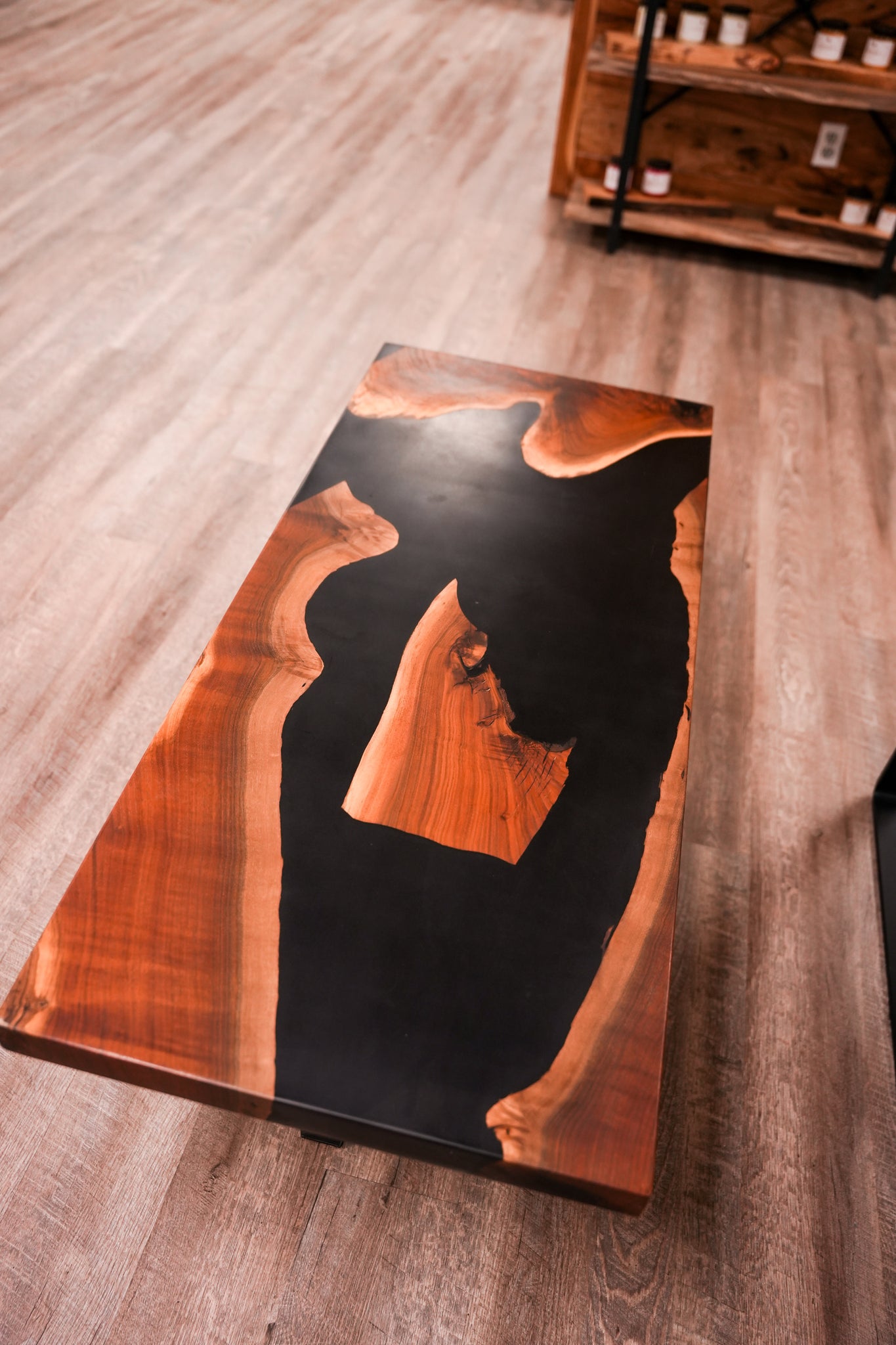 Walnut Coffee Table With Black Epoxy Inlay