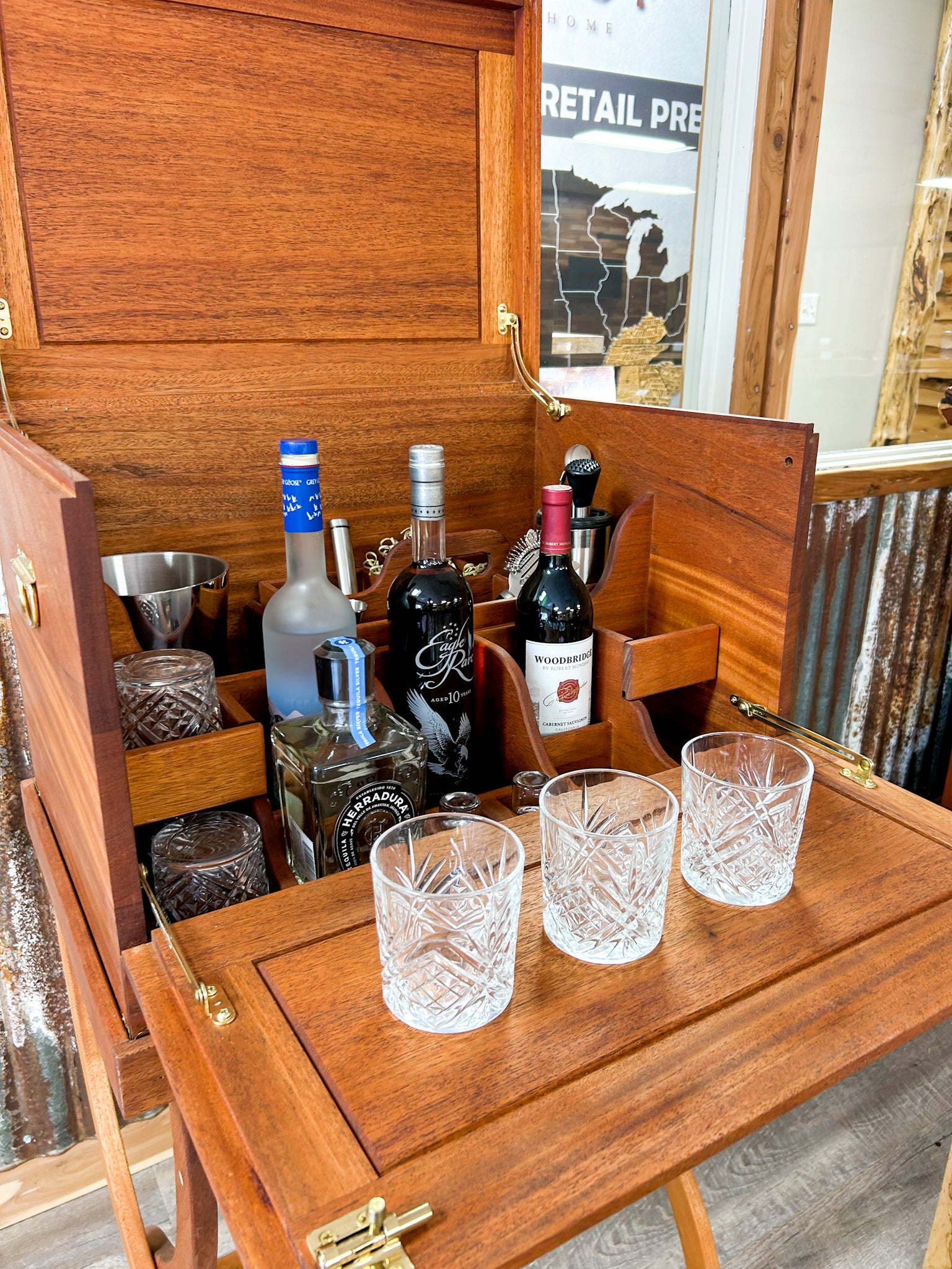 Portable African Mahogany Bar