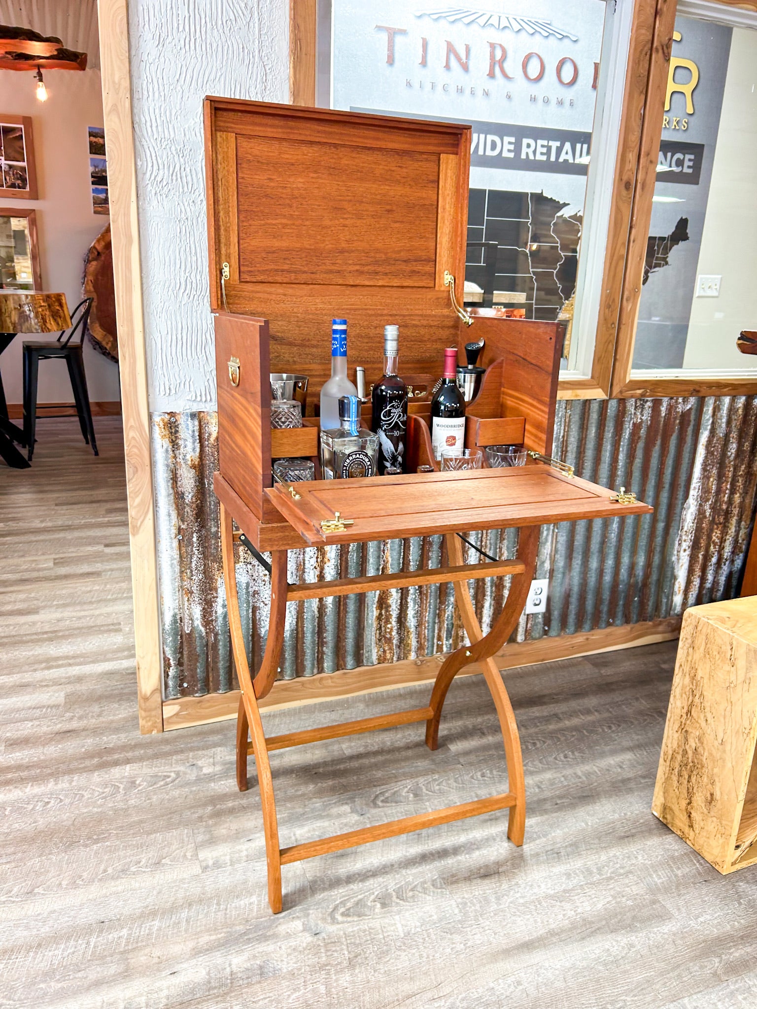 Portable African Mahogany Bar