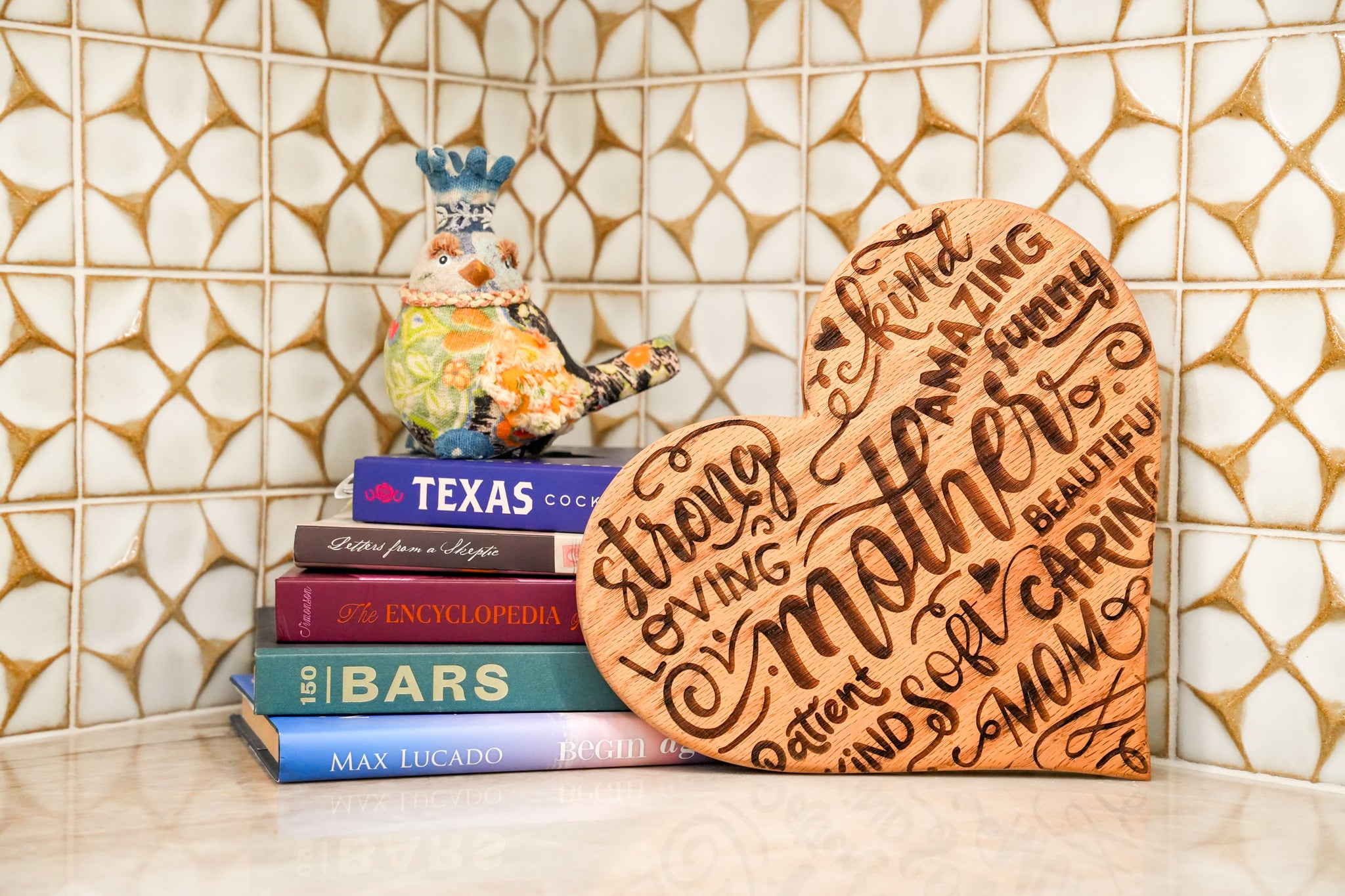 Mom Word Art Board | Heart