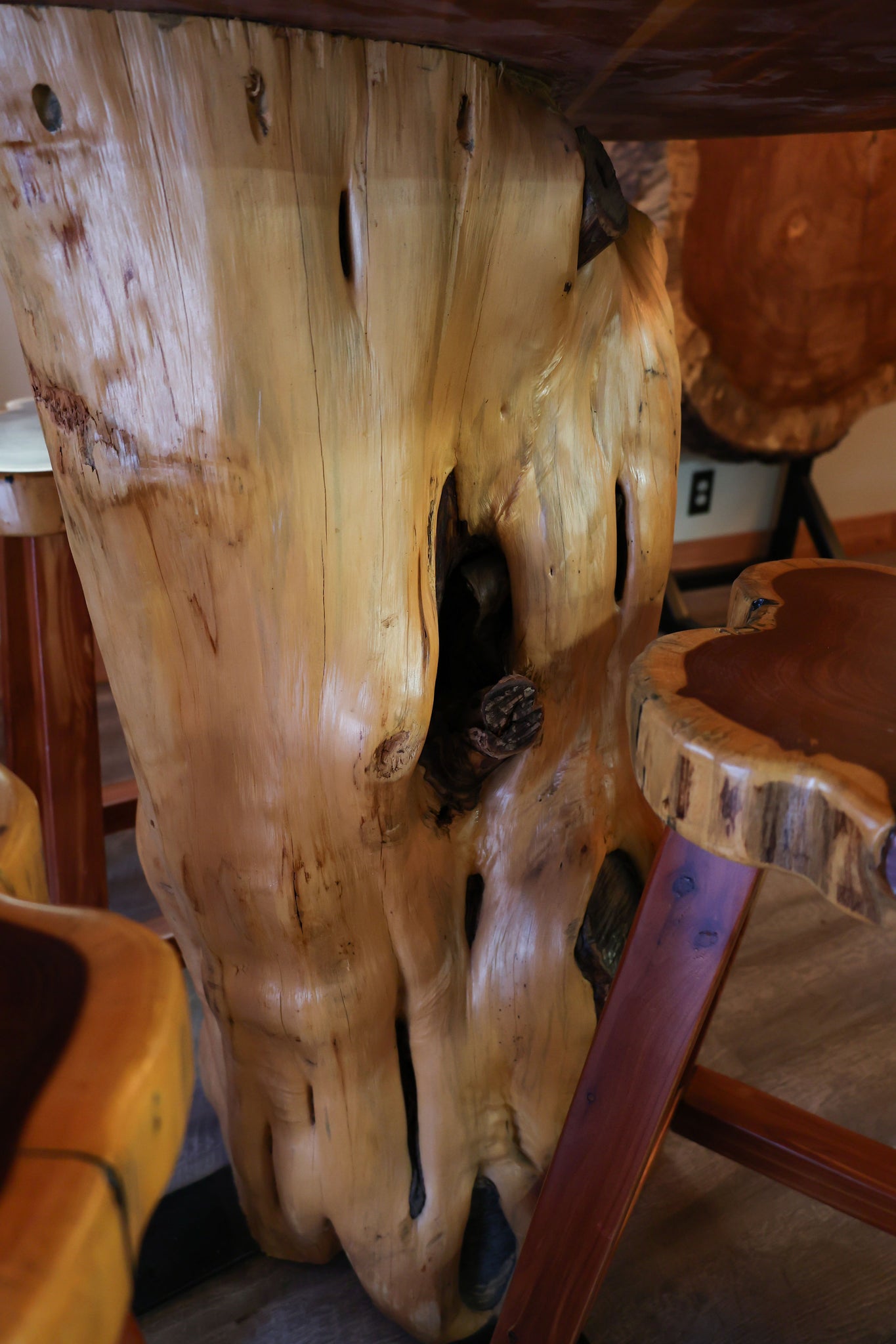 Cedar High Top Table with Log Base - #30