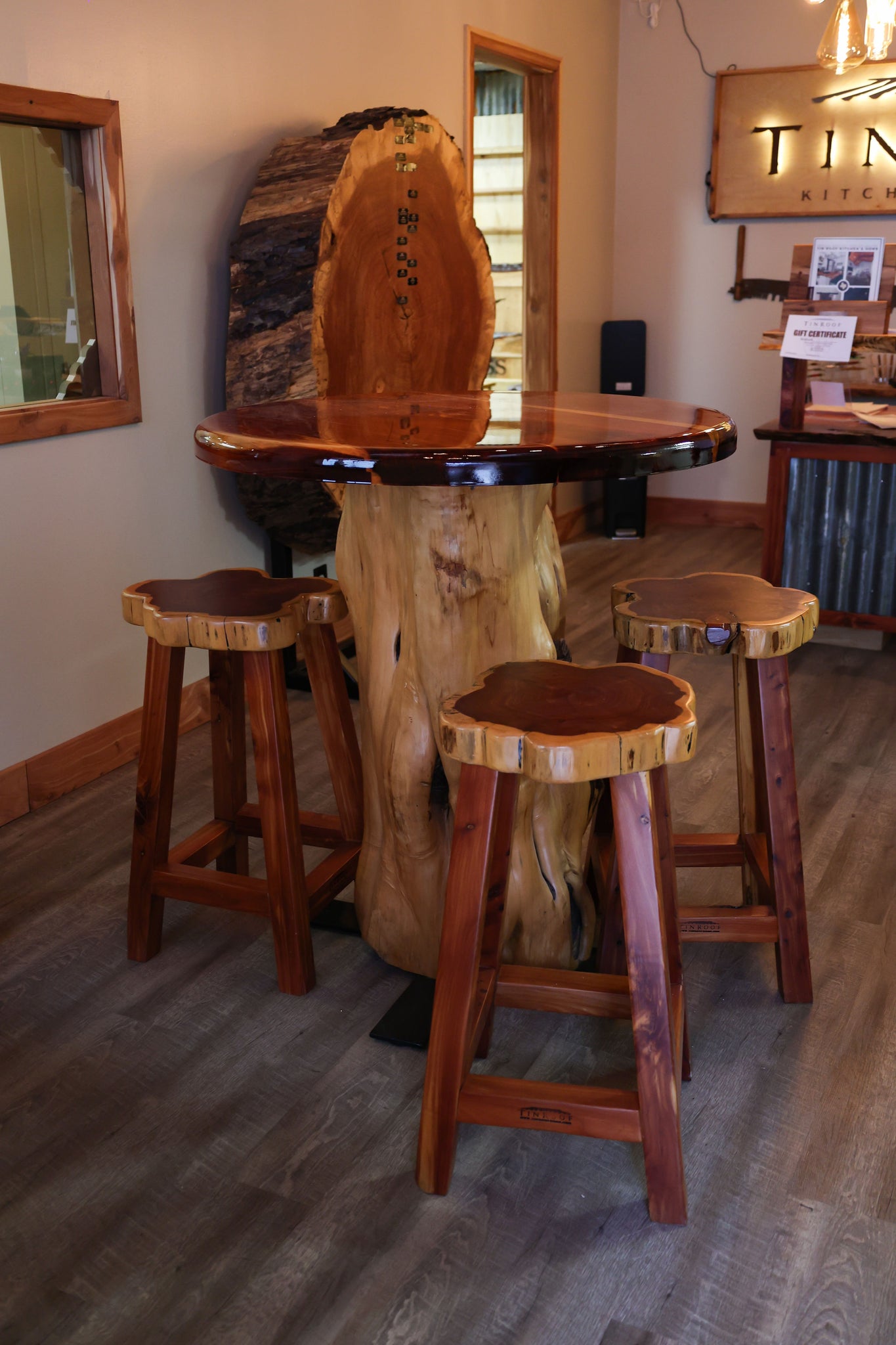 Cedar High Top Table with Log Base - #30