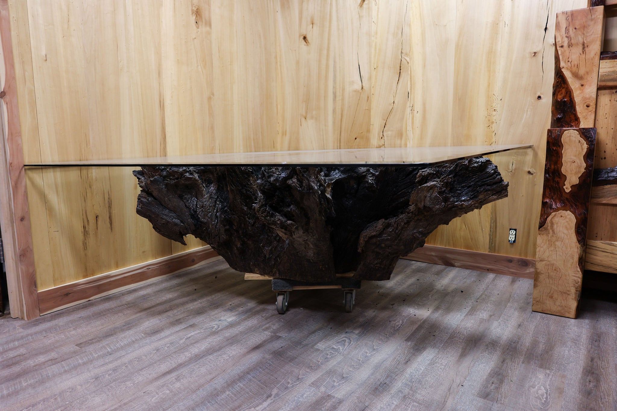 Square Glass Table with Root Bottom - #77