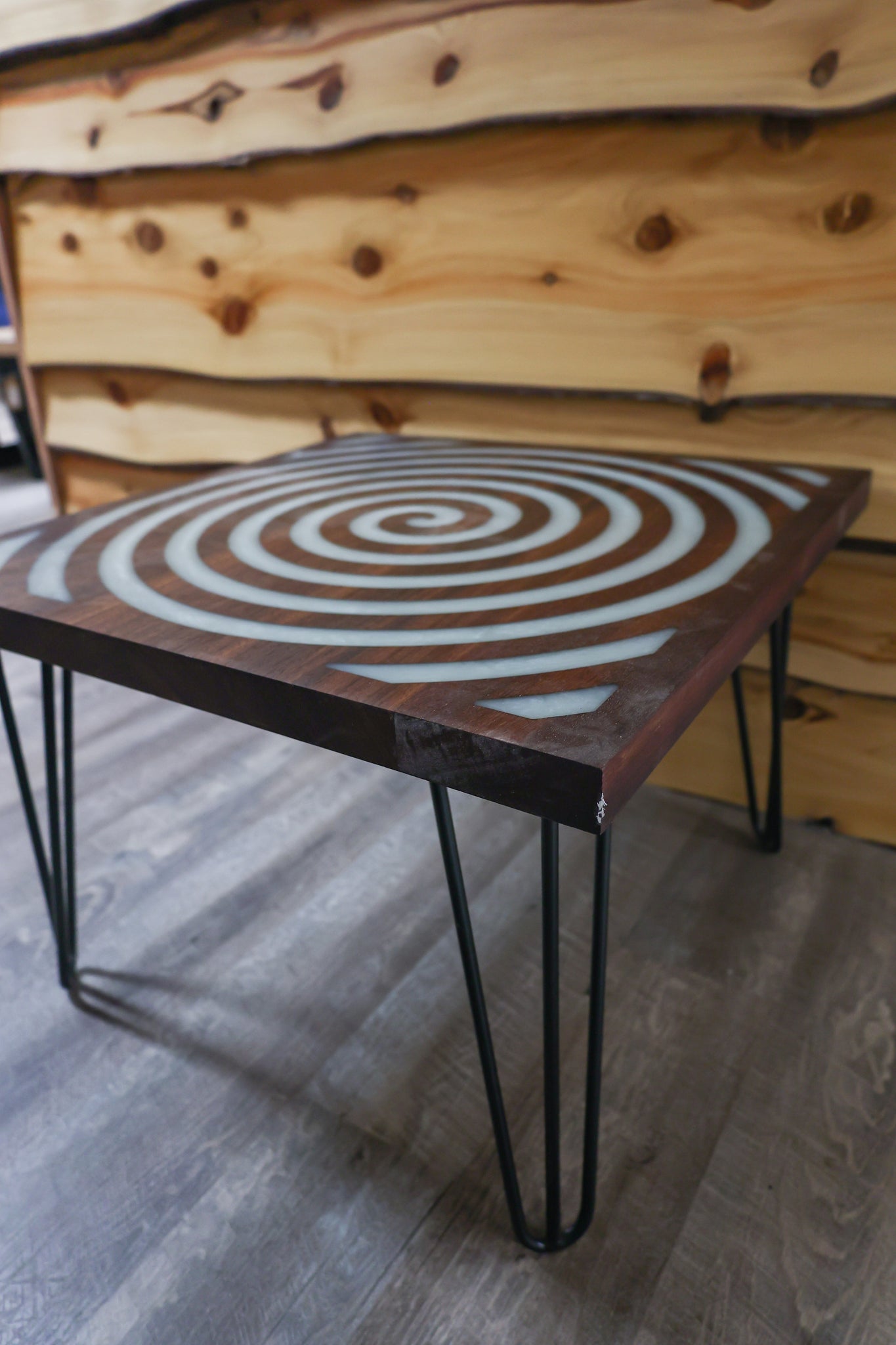 Paduch Spiral Table with Black Hair Pin Legs - #93