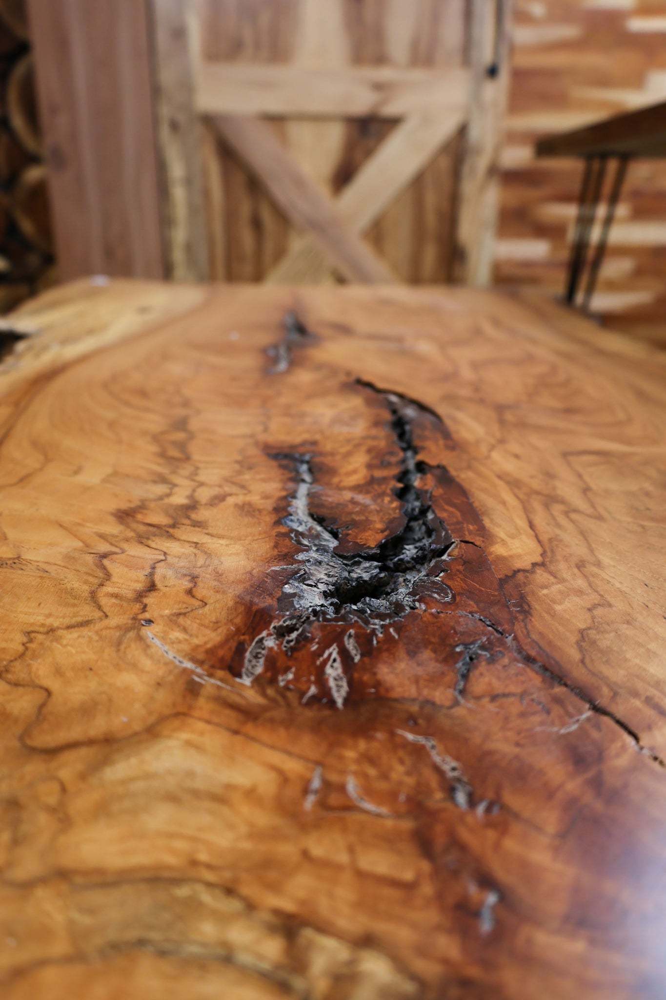 Pecan Coffee Table with Hair Pin Legs - #3
