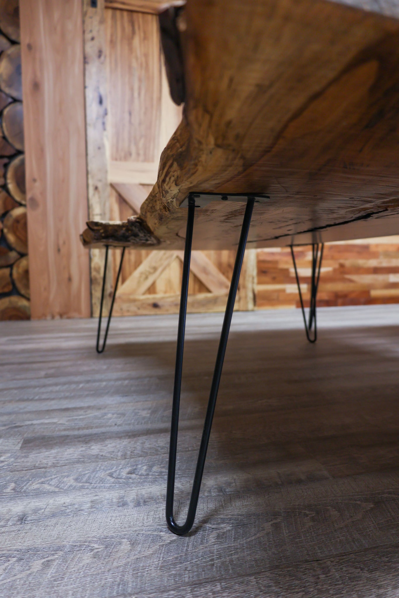 Pecan Coffee Table with Hair Pin Legs - #3