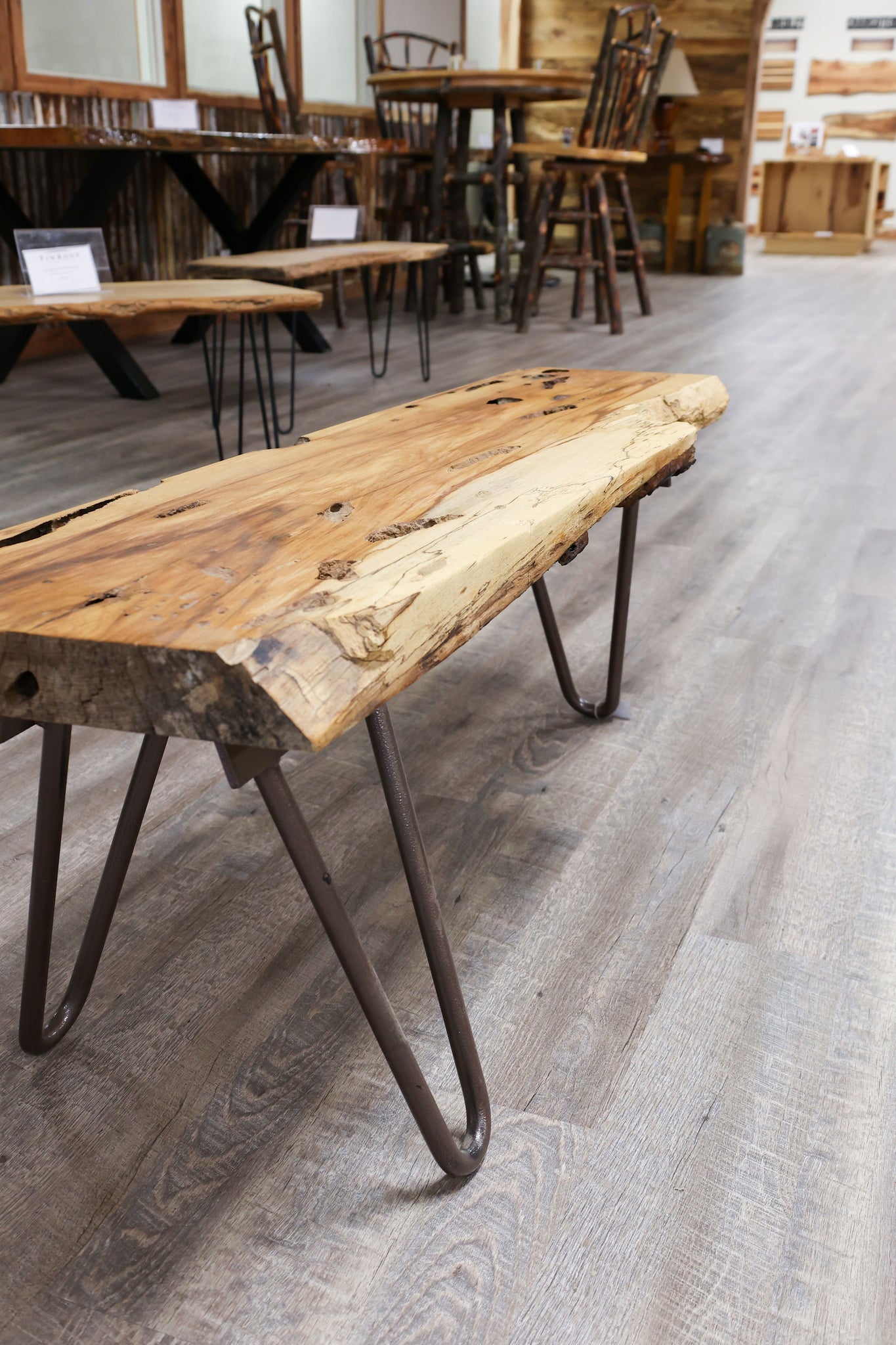 Pecan Holy Coffee Table with Copper Vein Hair Pin Legs - #6