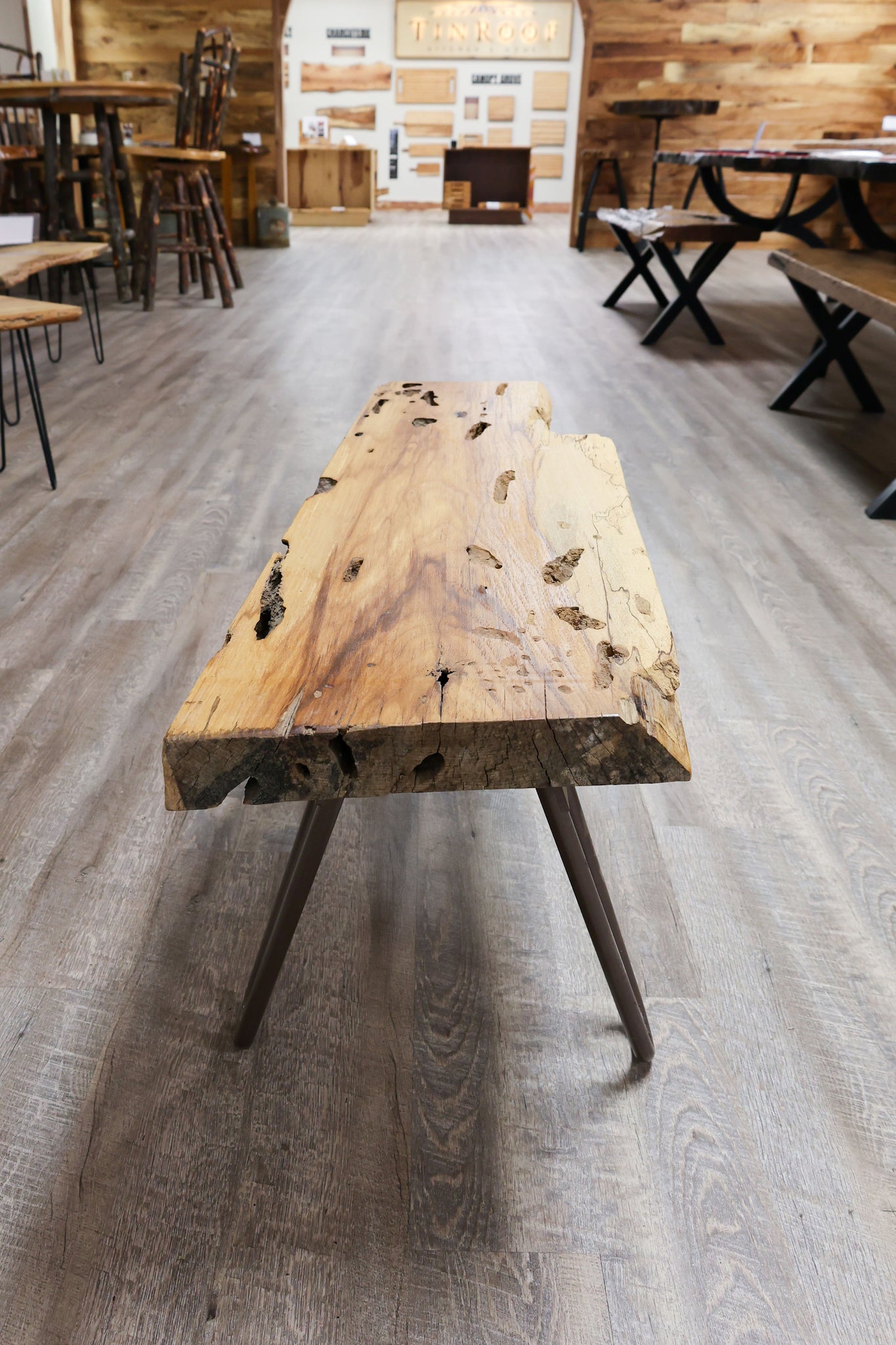 Pecan Holy Coffee Table with Copper Vein Hair Pin Legs - #6