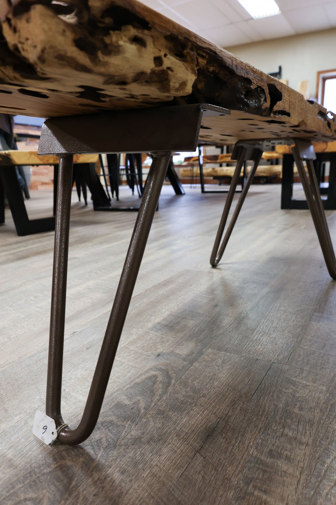 Pecan Holy Coffee Table with Copper Vein Hair Pin Legs - #6