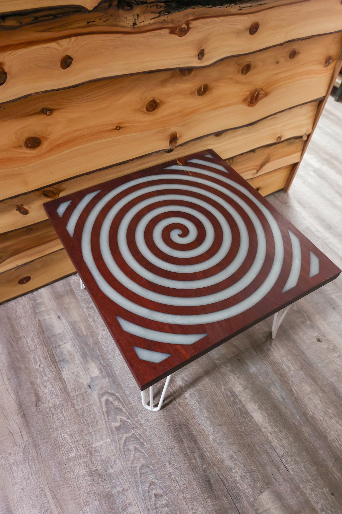 Puple Heart Table Heart Wood Table
