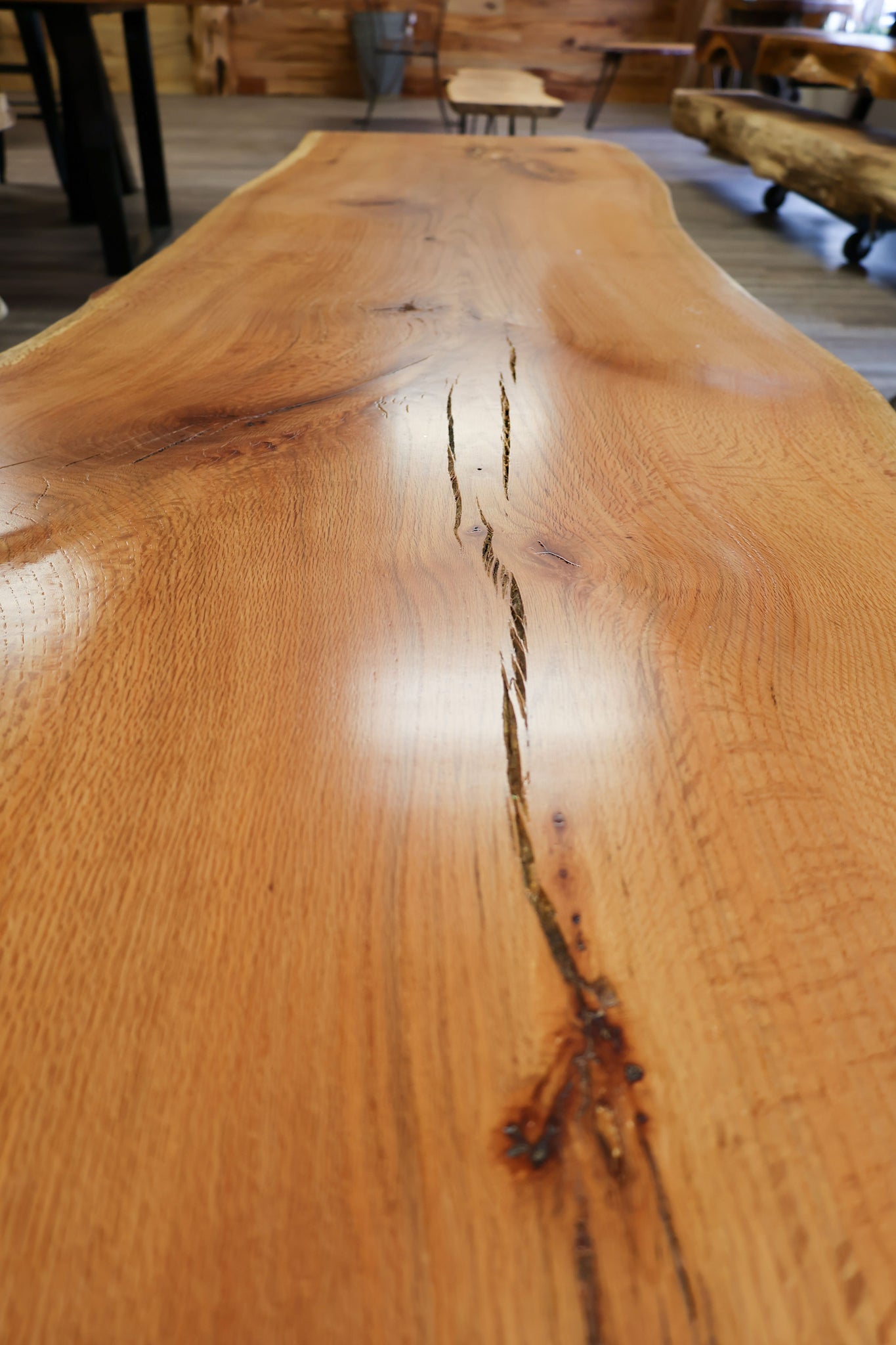 Red Oak Coffee Table with Square Tubing Base - #21