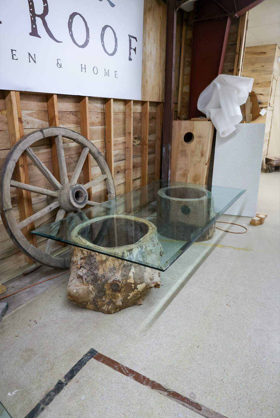 Glass Table with Hollow Legs (Chip In Glass) - #51