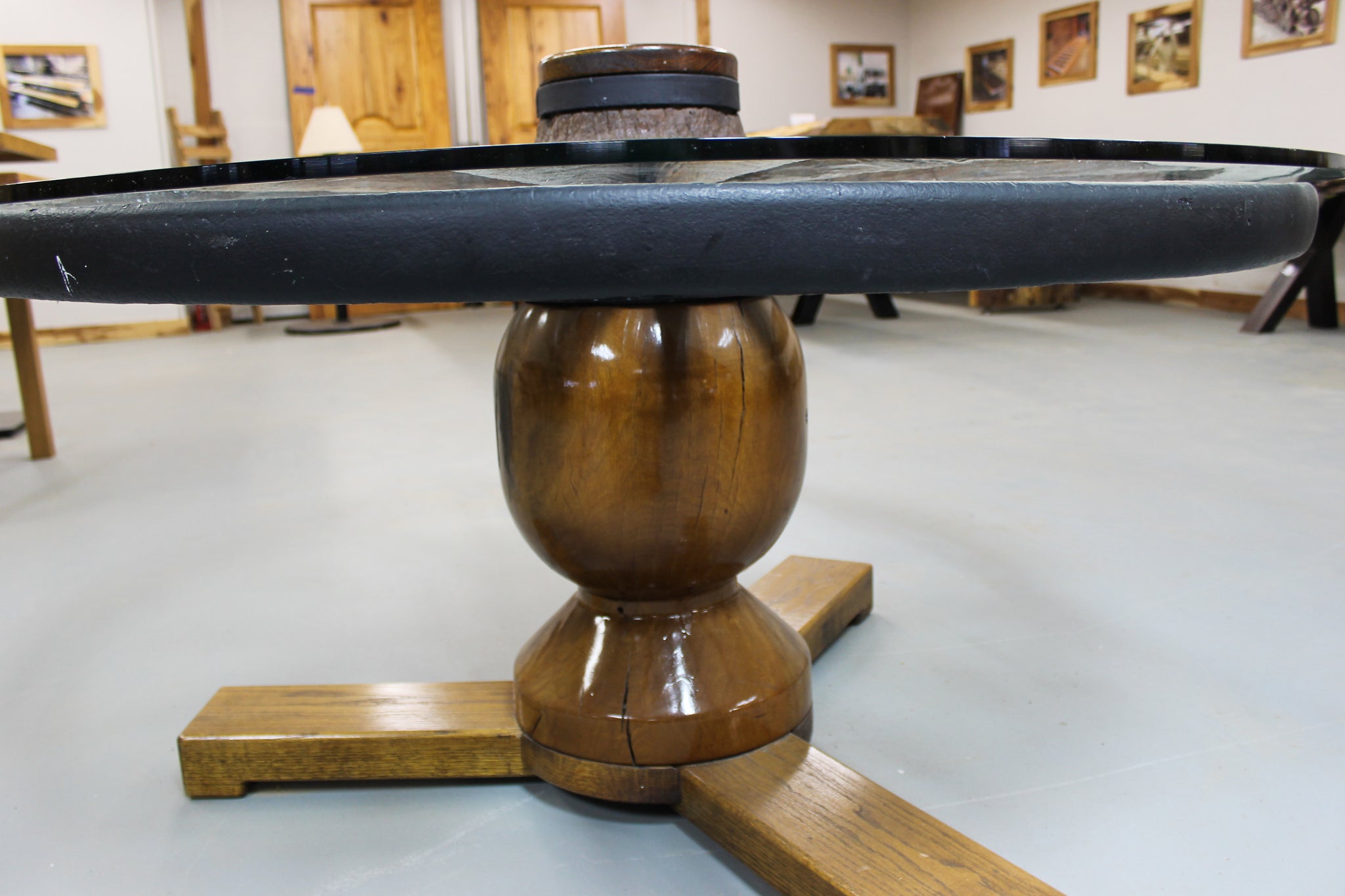 Wagon Wheel Table with Glass Top - #25