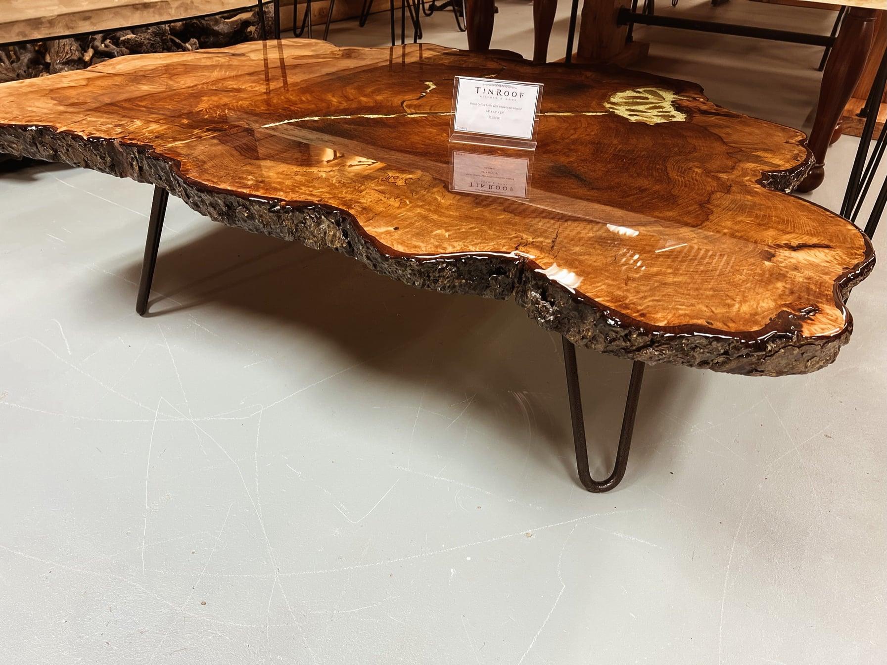 Pecan Coffee Table with Arrowheads - Tin Roof Kitchen & Home