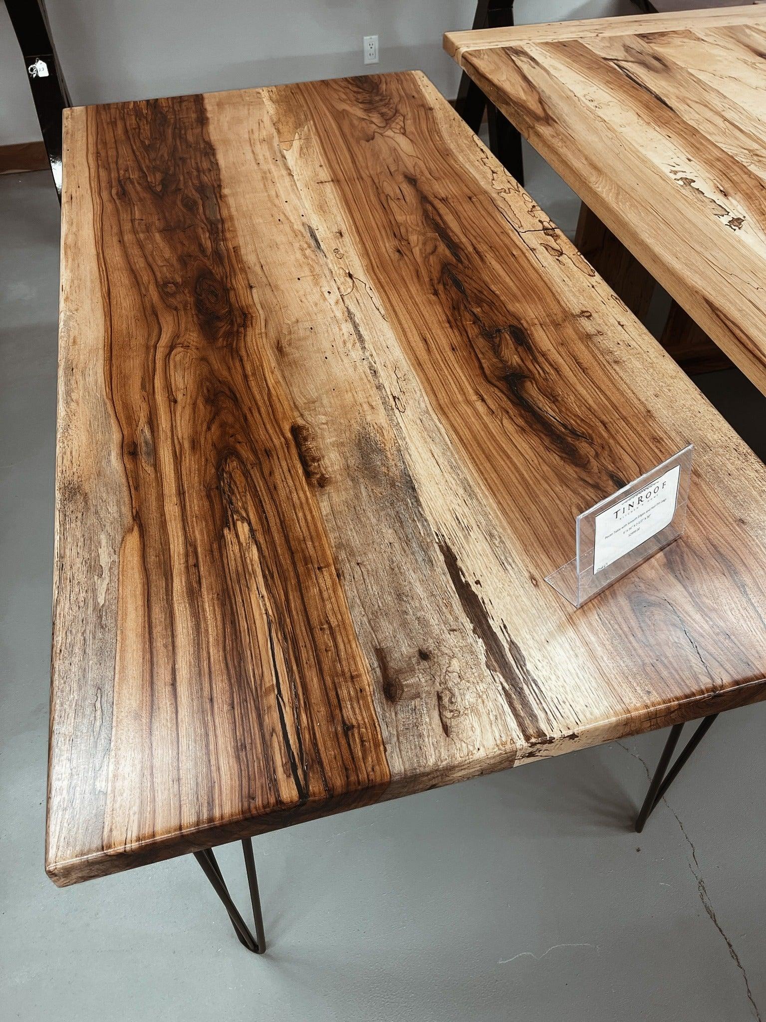 Pecan Table with Smooth Edges and Hair Pin Legs - Tin Roof Kitchen & Home